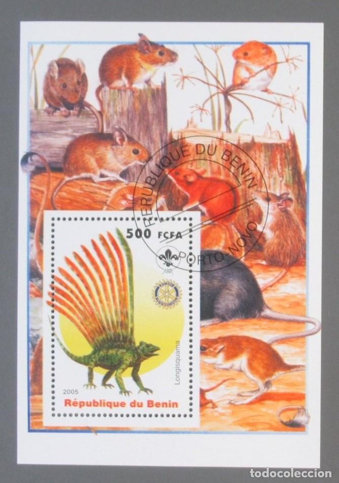 Sellos: BENIN 2005 SHEET USED MNH FAUNA MAMIFEROS DINOSAURS DINOSAURIOS DINOSAURES DINOSAURIERN WILDLIFE