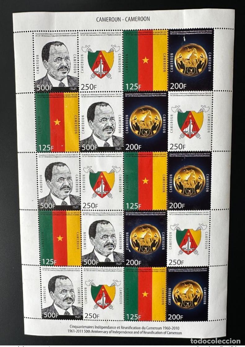 Sellos: Camer&uacute;n 2010 Mi. 1261 - 1264 Hoja Klb 50 aniversario de la independencia Biya