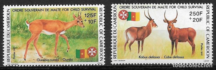 Sellos: CAMER&Uacute;N 1991, Ivert 841/42 - ORDEN DE MALTA - FAUNA. MNH.