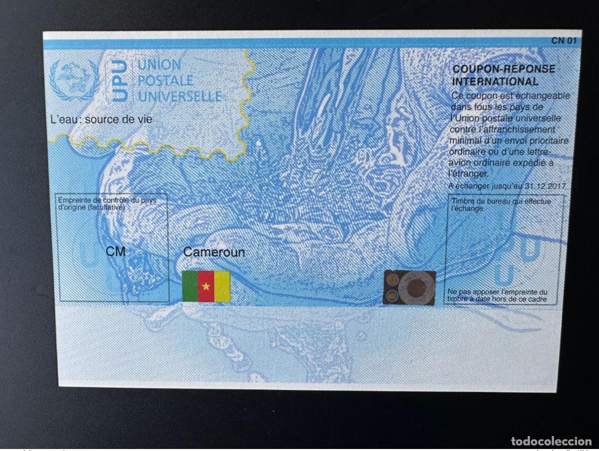 Sellos: Camer&uacute;n UPU El agua es la fuente de vida COUPON-REPONSE INTERNATIONAL IRC IAS CRI
