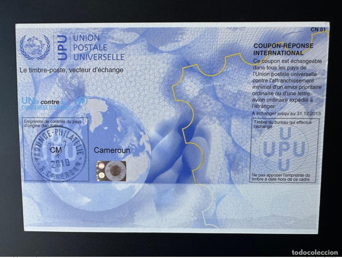 Sellos: Camer&uacute;n o (2) UPU Estados Unidos de Am&eacute;rica sobre el cambio clim&aacute;tico COUPON-REPONSE IRC IAS CRI