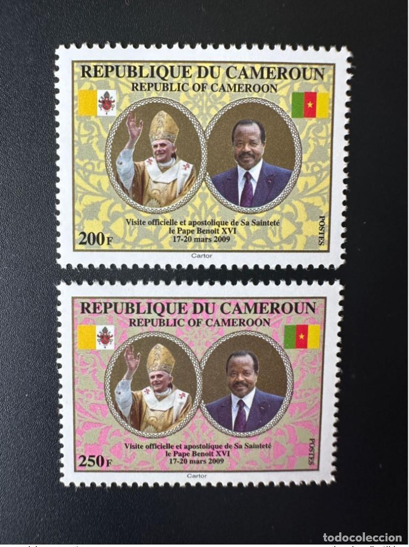 Sellos: Camer&uacute;n 2009 Mi. 1257 - 1258 Visita al Papa Benedicto XVI Benedikt 16.