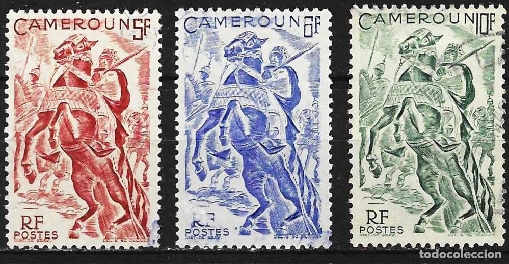 Sellos: Camer&uacute;n 1946 - Mi 283 a 285 - YT 289 a 291 - Caballero de Lamido