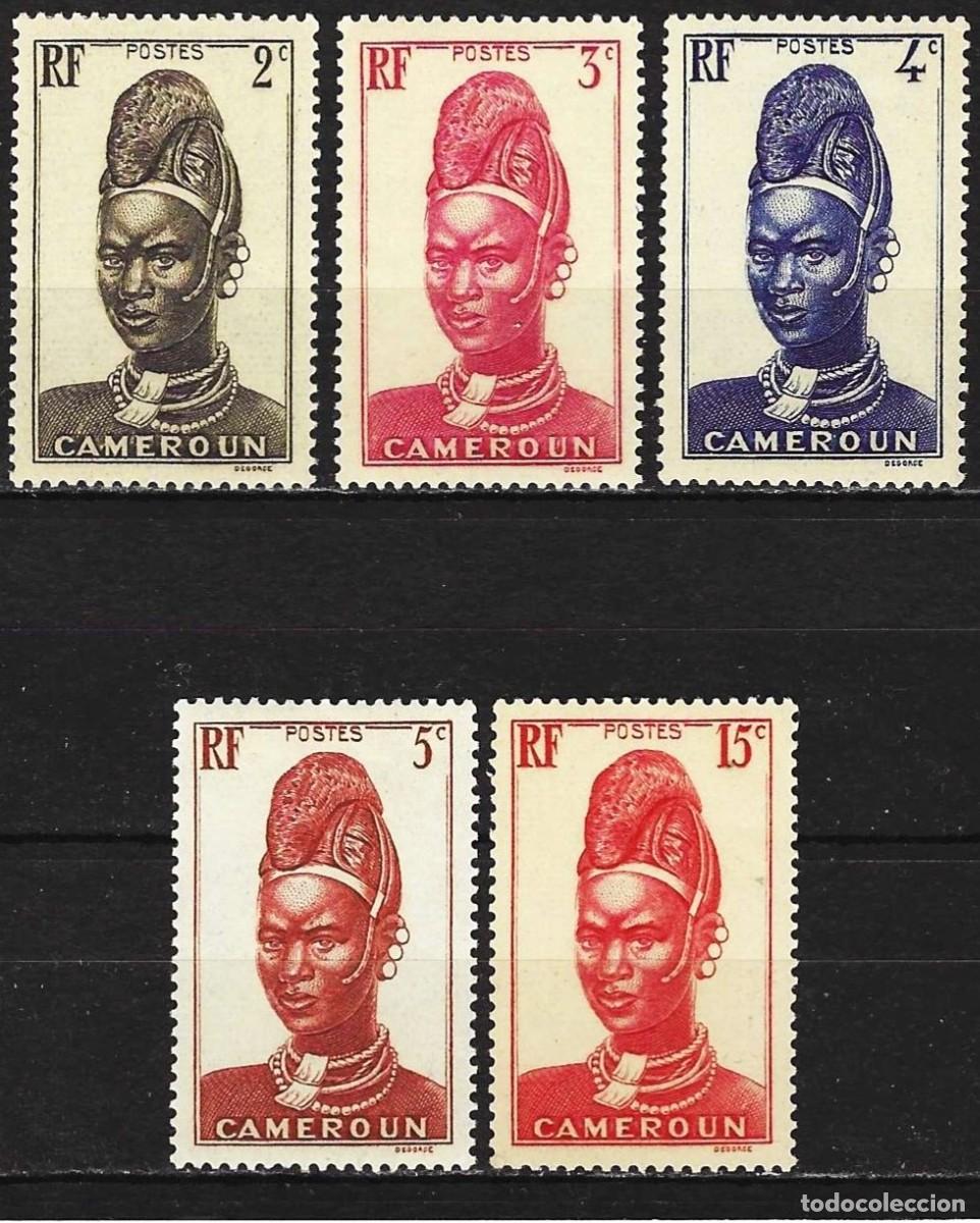 Sellos: Camer&uacute;n 1939 - Mi 126 a 129 + 131 - YT 162 a 165 + 167 - Mujer de Lamido - MNH**