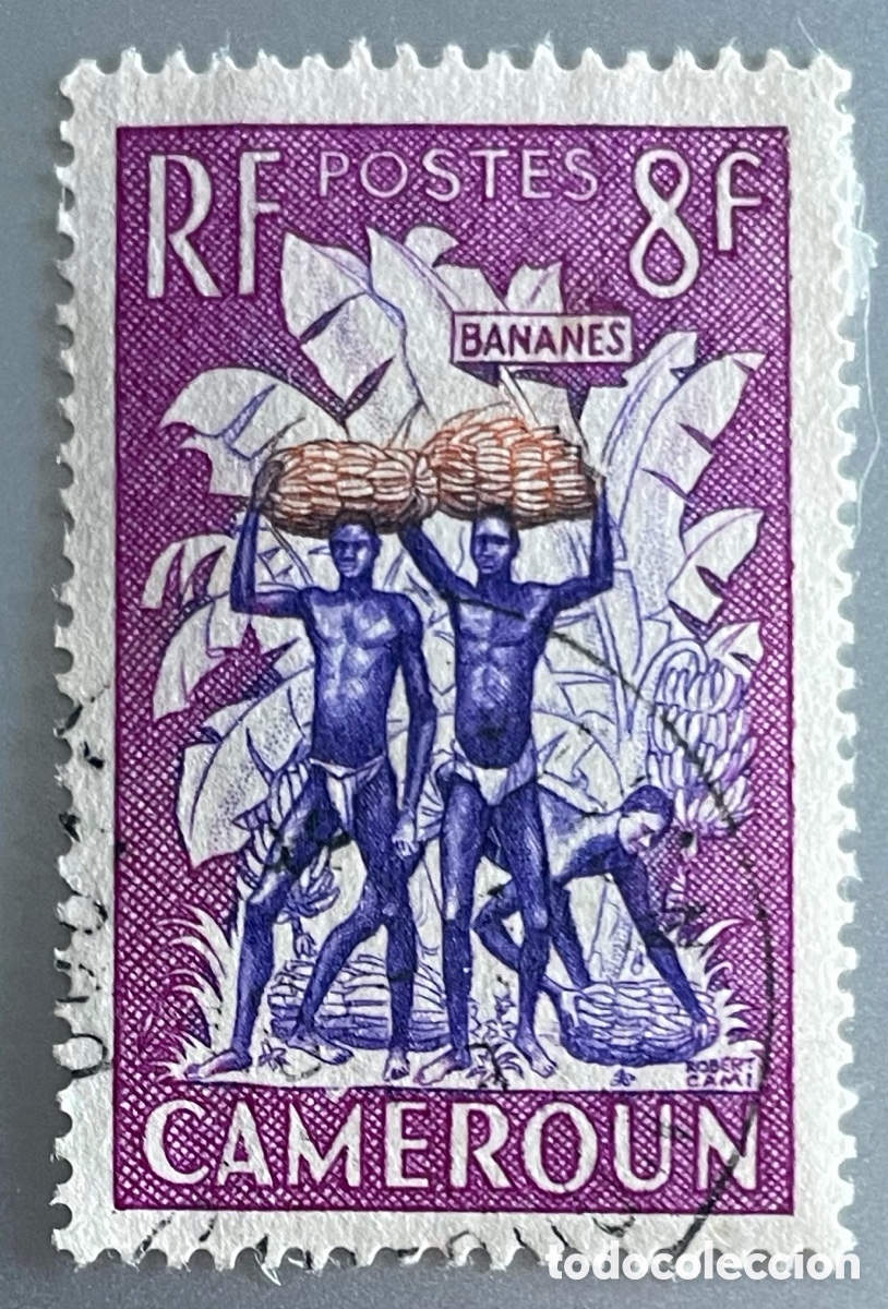 Sellos: Camer&uacute;n. Cosecha de banana. 1954