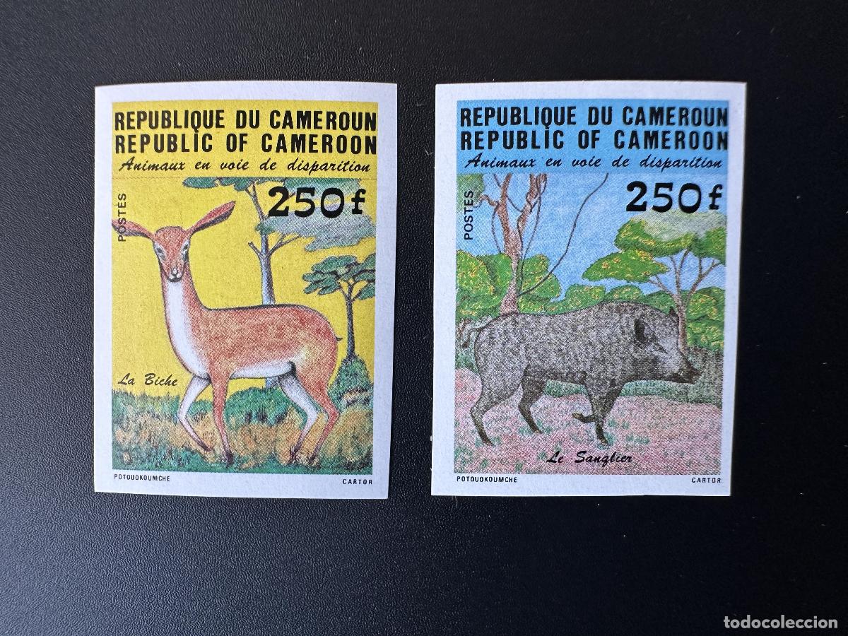 Sellos: Camer&uacute;n 1984 Mi. 1048 - 1049 ND Animales Extinci&oacute;n Fauna Jabal&iacute; Ciervo
