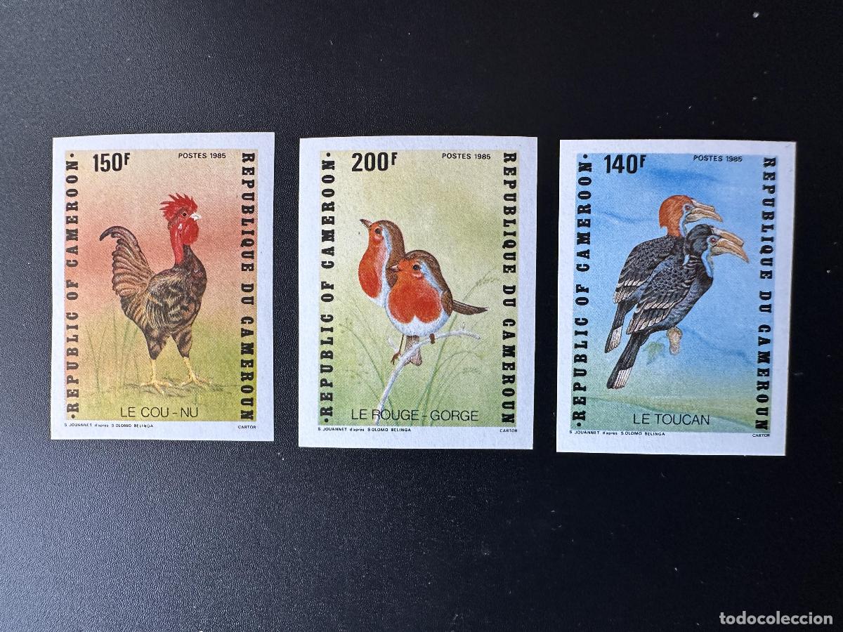 Sellos: Camer&uacute;n 1985 Mi. 1101 - 1103 ND P&aacute;jaros gallo petirrojo tuc&aacute;n