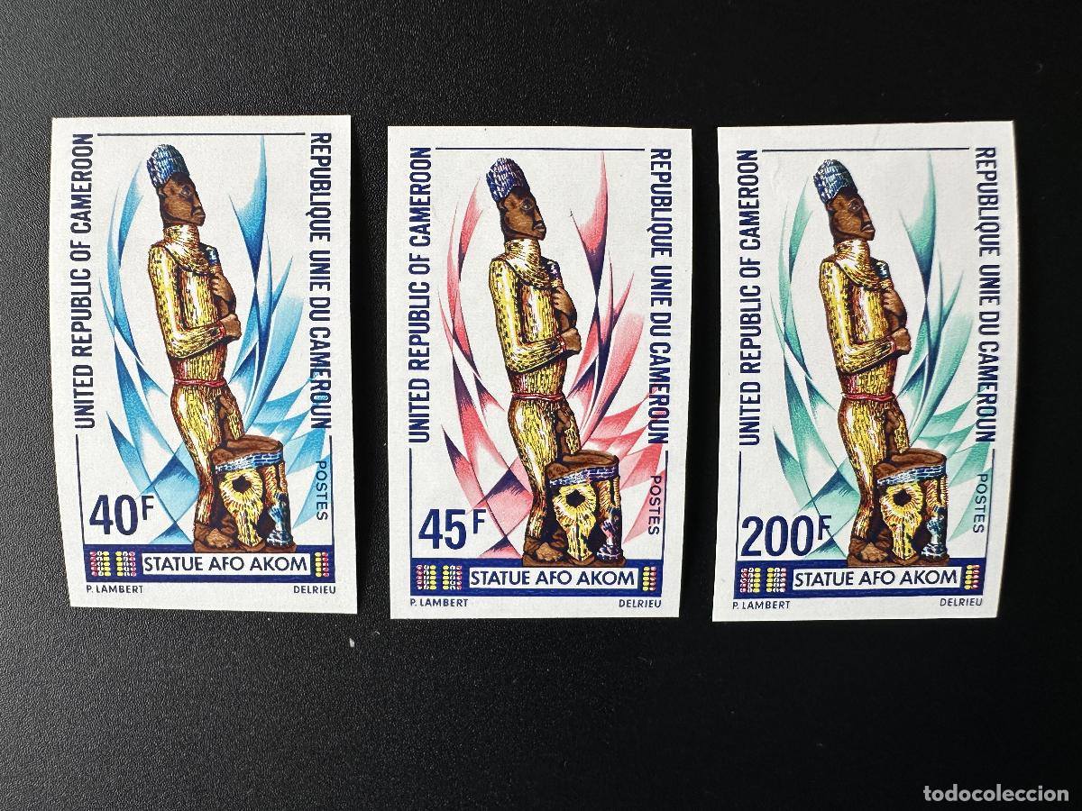 Sellos: Camer&uacute;n 1975 Mi. 799 - 801 ND Estatua de Afo Akom Escultura arte africano