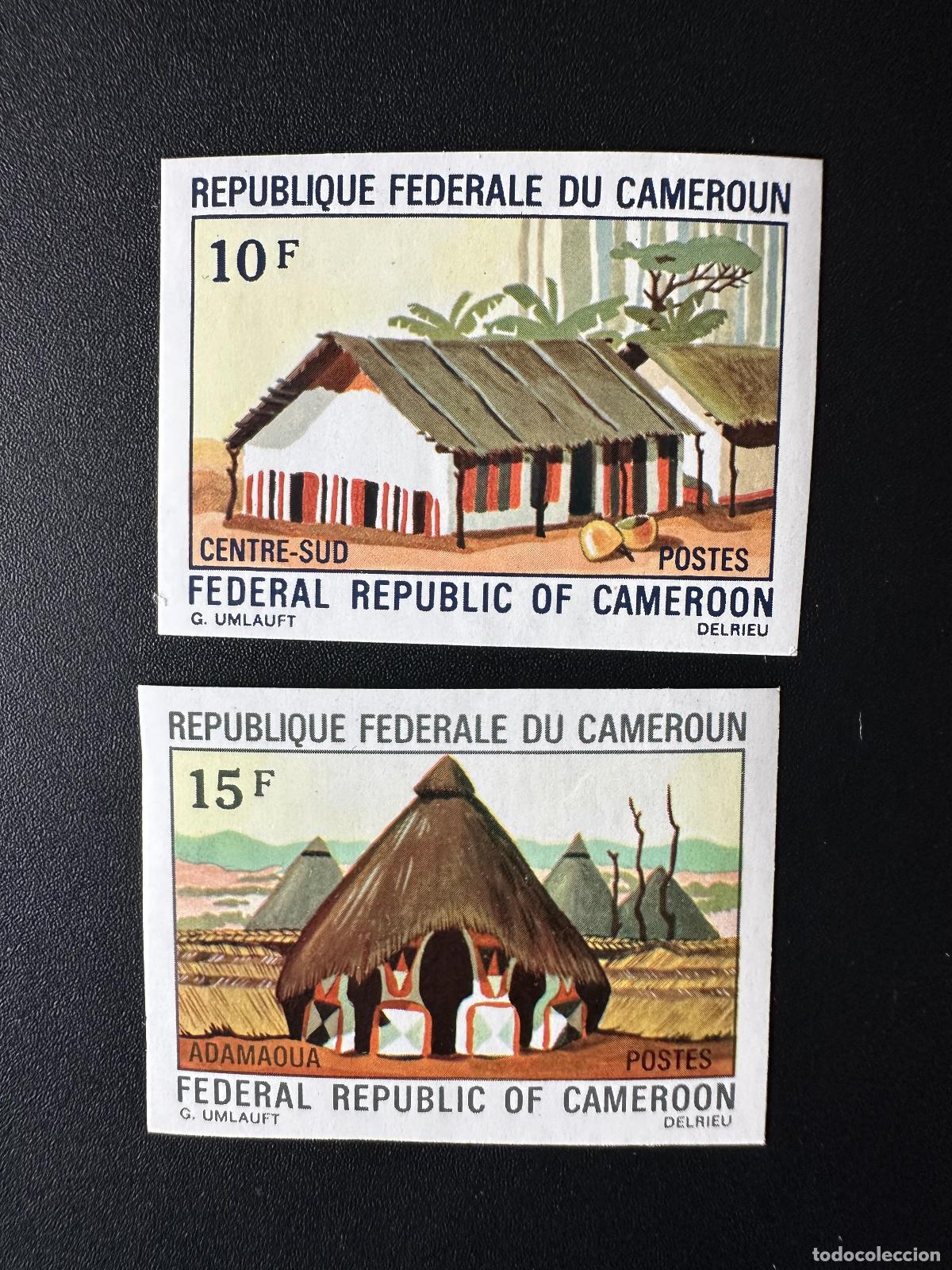 Sellos: Camer&uacute;n 1972 Mi. 678-679 ND Arquitectura tradicional Centro-Sur de Adamaoua