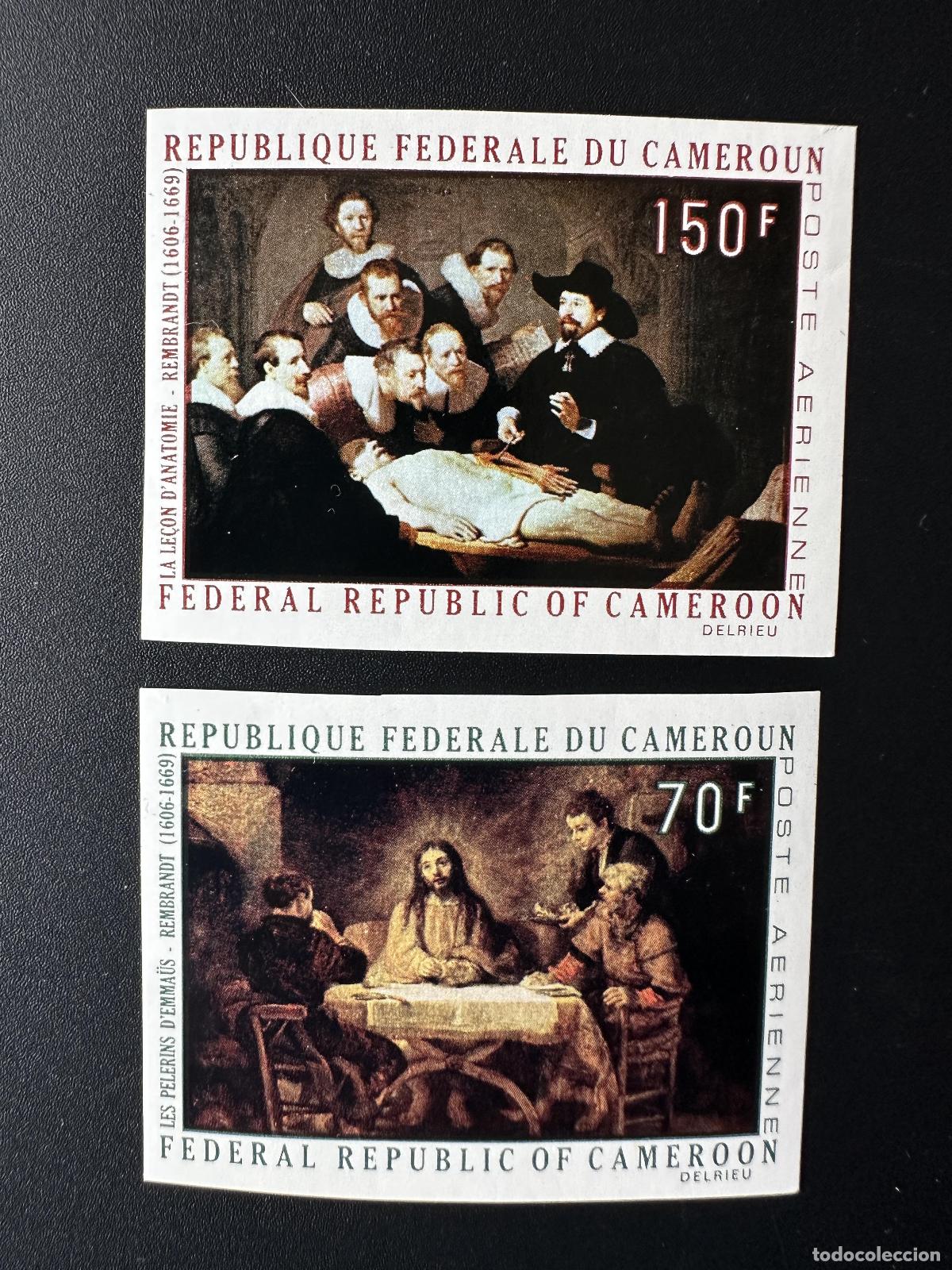 Sellos: Camer&uacute;n 1970 Mi. 631-632 ND Rembrandt Medicina Anatom&iacute;a Arte pintura