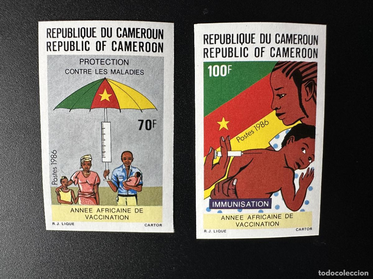 Sellos: Camer&uacute;n 1986 Mi. 1141 - 1142 ND Salud Vacunaci&oacute;n Inmunizaci&oacute;n Medicina &Aacute;frica