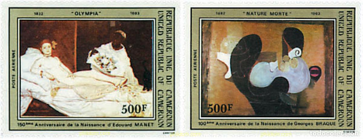 Sellos: 38935 MNH CAMERUN 1982 150 ANIVERSARIO DEL NACIMIENTO DE EDOUARD MANET Y GEORGES BRAQUE