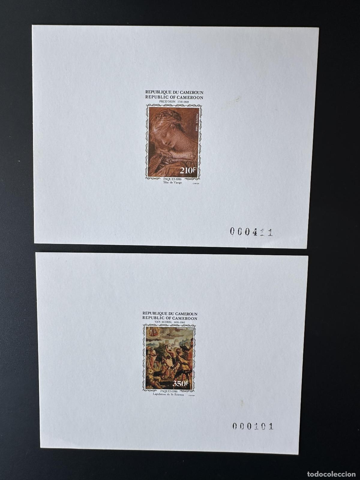 Briefmarken: Camer&uacute;n 1986 Mi. 1112 - 1113 Prueba de lujo Pascua Prud'hon Van Scorel Art