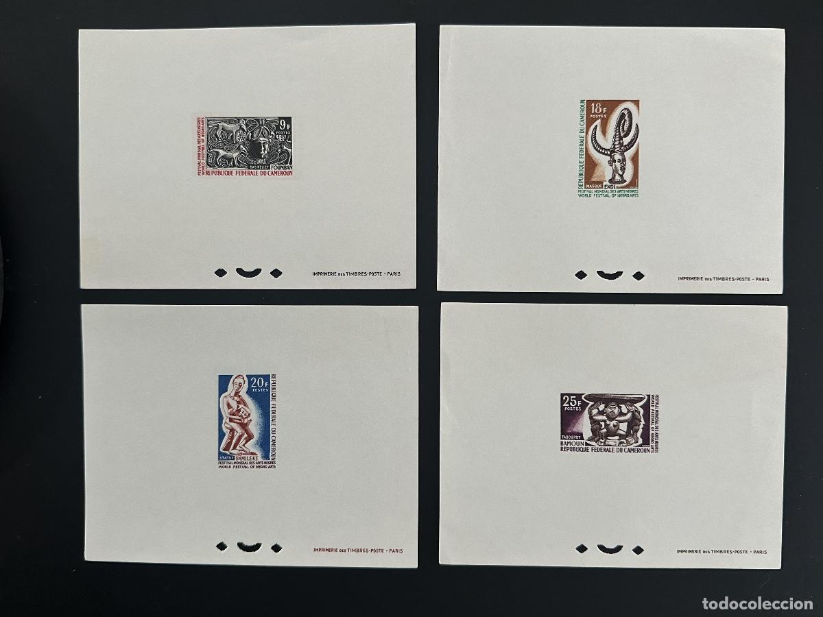 Timbres: Camer&uacute;n 1966 Mi. 457 - 460 evento de lujo Festival Arts N&egrave;gres Masque Statue