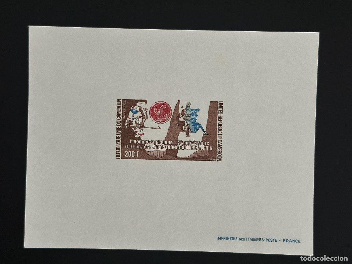 Stamps: Camer&uacute;n 1974 Mi. 789 prueba de lujo Apolo 11 Moon Armstrong Aldrin Espace