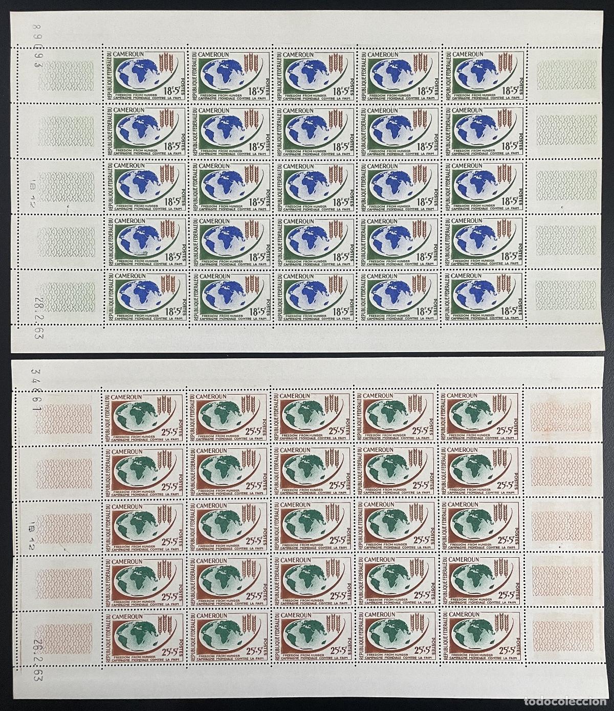 Briefmarken: Camer&uacute;n 1963 YT 365-366 tabl&oacute;n campa&ntilde;a mundial lucha contra el hambre