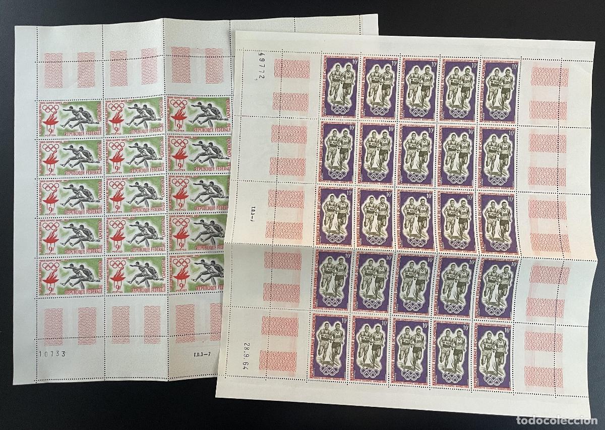 Briefmarken: Camer&uacute;n 1964 YT 384-385 tabl&oacute;n Juegos Ol&iacute;mpicos Carrera de atletismo deportivo Tokio