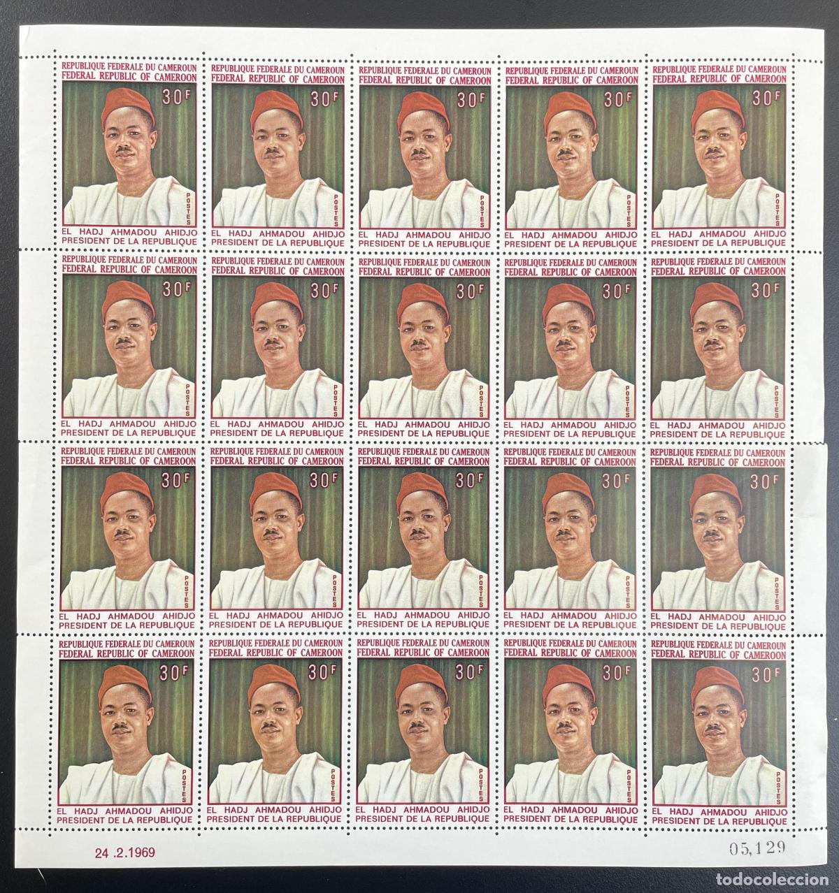Timbres: Camer&uacute;n 1969 YT 468 tabl&oacute;n presidente Ahmadou Ahidjo l&iacute;der pol&iacute;tico