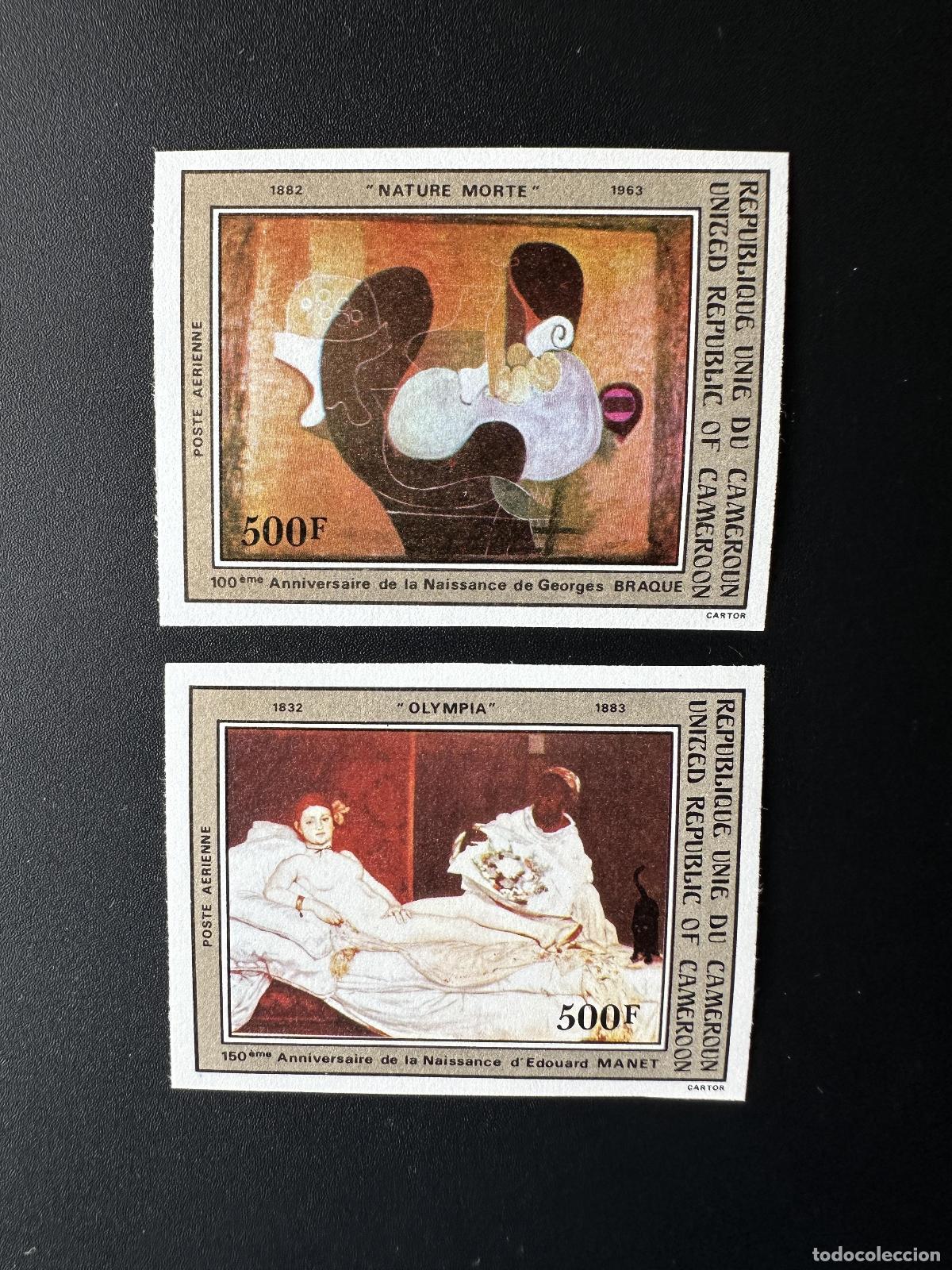 Sellos: Camer&uacute;n 1982 Mi. 995 - 996 ND Pintura art&iacute;stica Braque Manet Naturaleza muerta