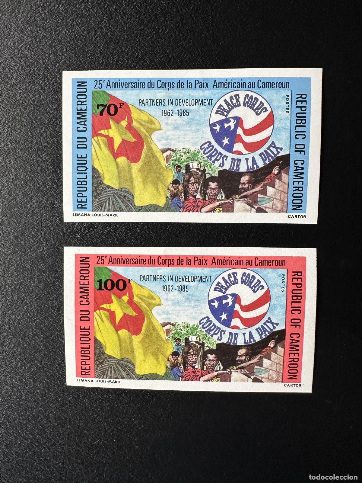 Stamps: Camer&uacute;n 1985 Mi. 1108-1109 ND Peace Corps America Flag Cooperation USA