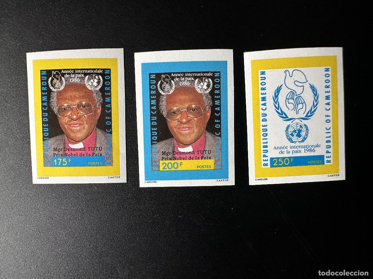 Stamps: Camer&uacute;n 1986 Mi. 1135 - 1137 Segundo Premio Nobel de la Paz Desmond Tutu