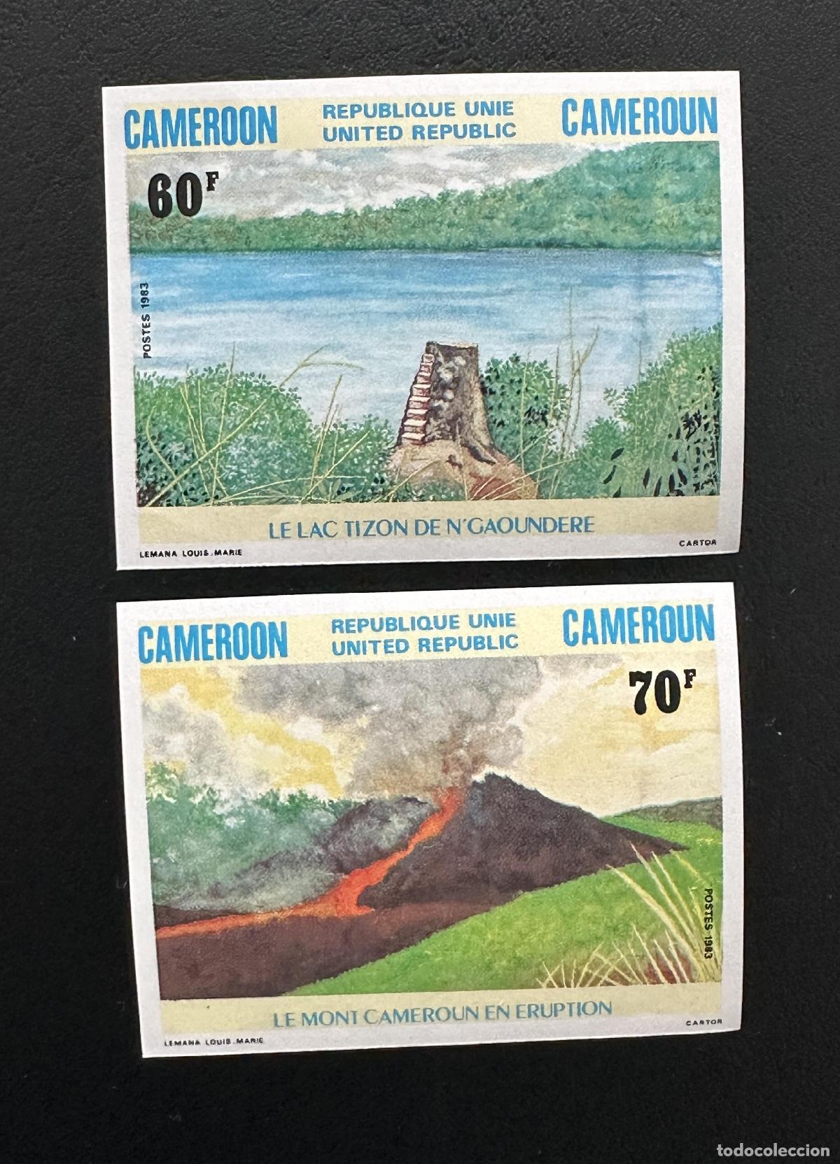 Sellos: Camer&uacute;n 1983 Mi. 1024-1025 ND Lago Tizon Erupci&oacute;n del monte Volc&aacute;n Naturaleza