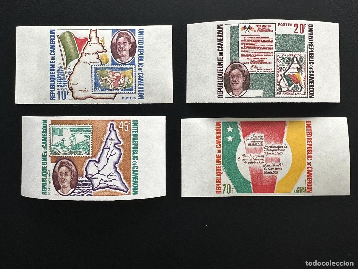 Sellos: Camer&uacute;n 1973 Mi. 729 - 732 ND Mapa Bandera de la Independencia Rep&uacute;blica Unida