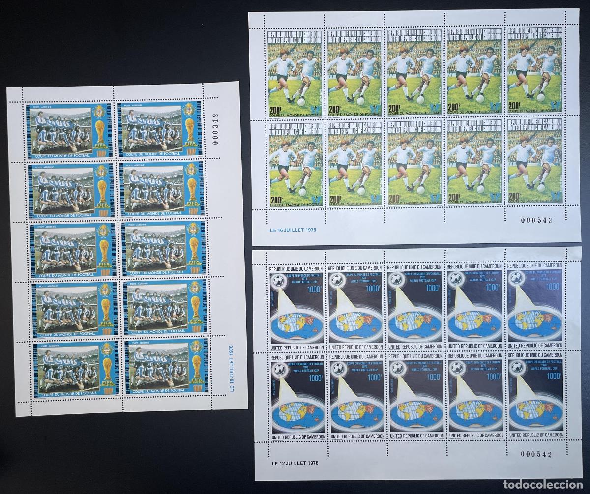 Sellos: Camer&uacute;n 1978 YT PA 287-289 tabl&oacute;n futbol&iacute;n Copa Mundial de la FIFA Argentina
