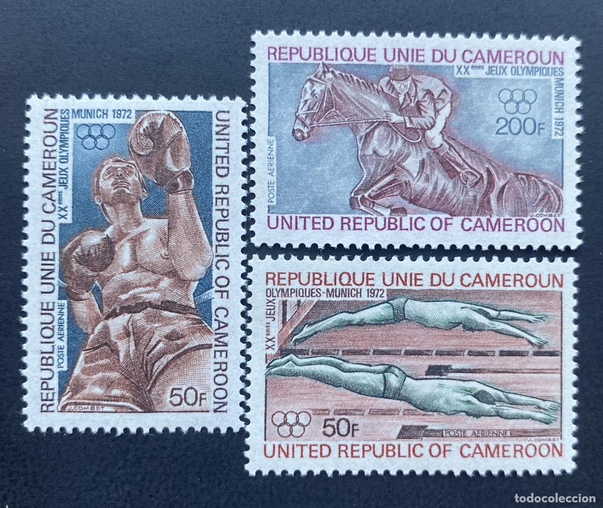 Sellos: Camer&uacute;n 1972 Mi. 700-702 JJ.OO. M&uacute;nich nataci&oacute;n equitaci&oacute;n