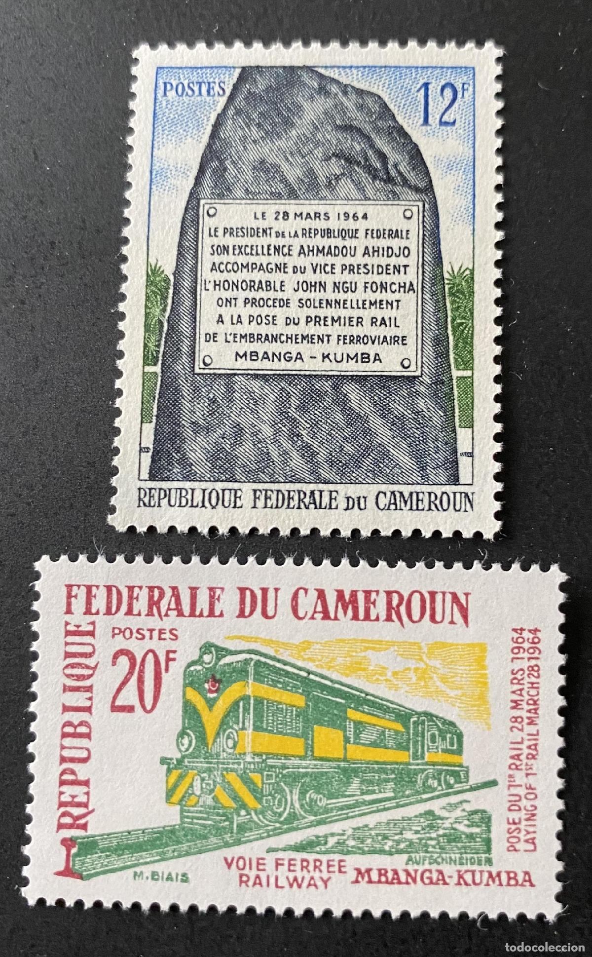 Stamps: Camer&uacute;n 1964 Mi. 422-423 ferrocarril Mbanga-Kumba locomotora tren