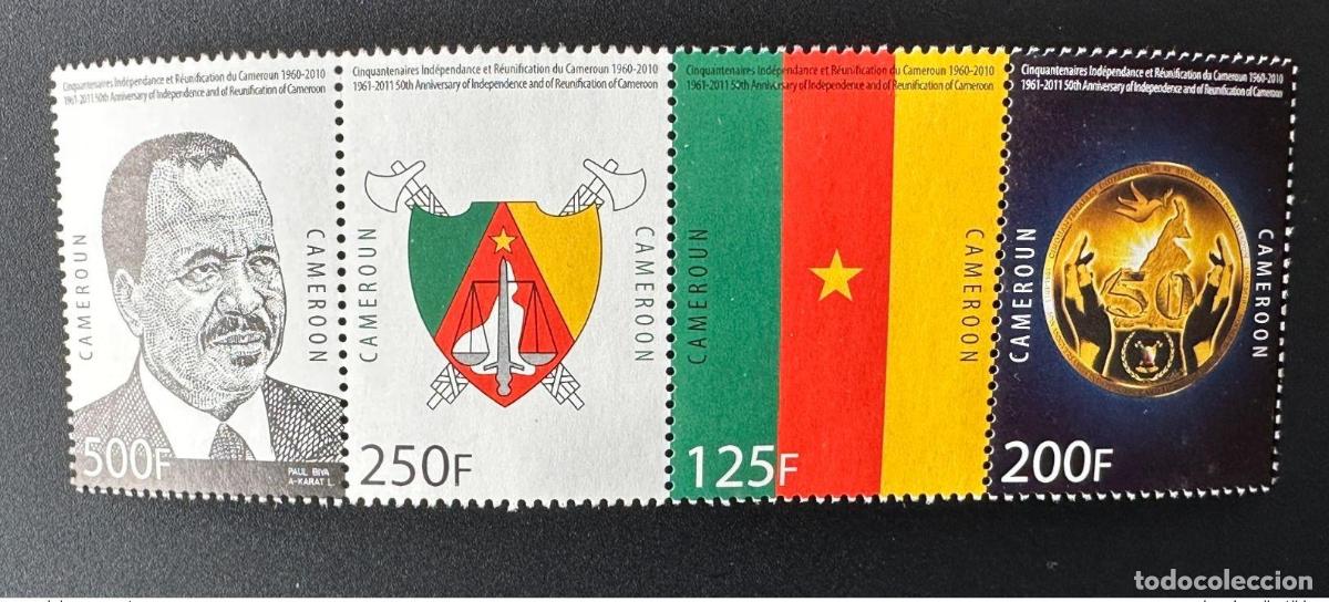 Sellos: Camer&uacute;n 2010 Mi. 1261 - 1264 Banda 50 a&ntilde;os de independencia Reunificaci&oacute;n Biya