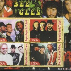 Sellos: TCHAD CHAD 2003 SHEET MNH BEE GEES SINGERS MUSIC CANTANTES MUSICA. Lote 400330439