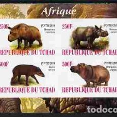 Sellos: TCHAD CHAD 2010 SHEET MNH IMPERF FAUNA MAMIFEROS RINOCERONTES RHINOS HIPOPOTAMOS HIPPOS WILDLIFE. Lote 403173114