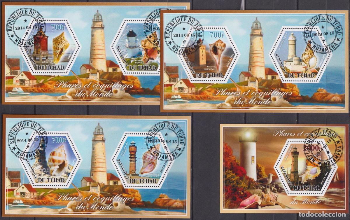 Sellos: Chad 2014 Faros y conchas faros U - Foto 1