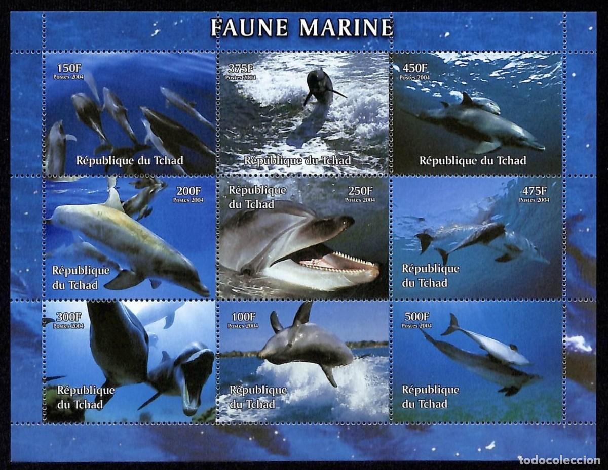 Timbres: TCHAD CHAD 2004 SHEET MNH FAUNA MARINA MAMIFEROS DOLPHINS DAUPHINS DELFINES DELFINEN MARINE LIFE
