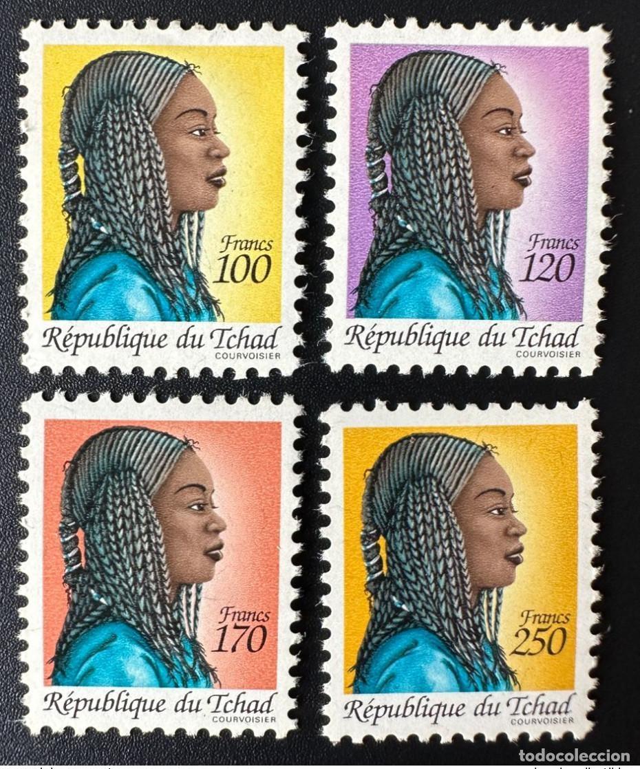 Sellos: Chad 1990 Mi. 1192-1195 trenzas de pelo definitiva serie actual Freimarken