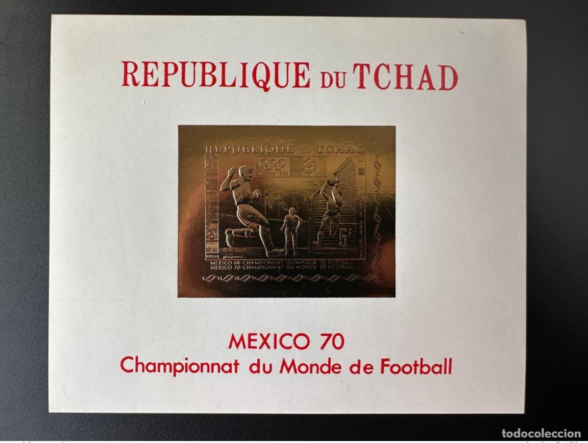 Francobolli: Chad 1970 Mi. Bl. 7 Juegos Ol&iacute;mpicos de M&eacute;xico 1968 Copa Mundial F&uacute;tbol FIFA WM
