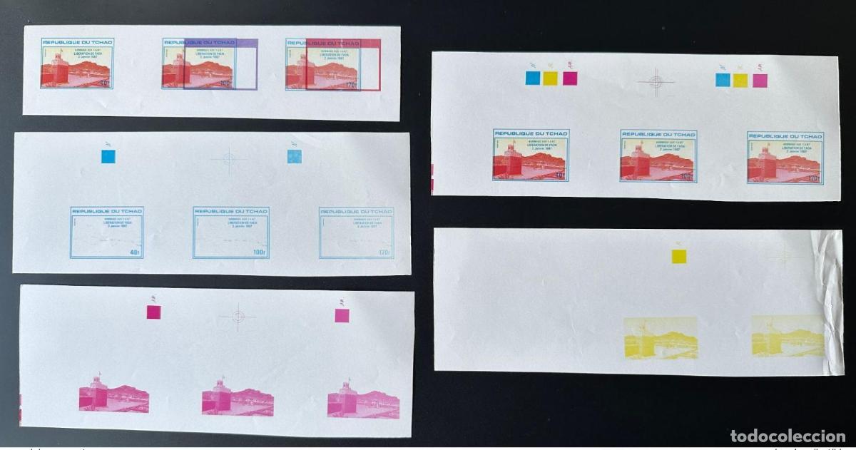 Francobolli: Chad 1987/1988 Mi. 1155 - 1158 Ensayos en color Homenaje a FANT Liberation Fada