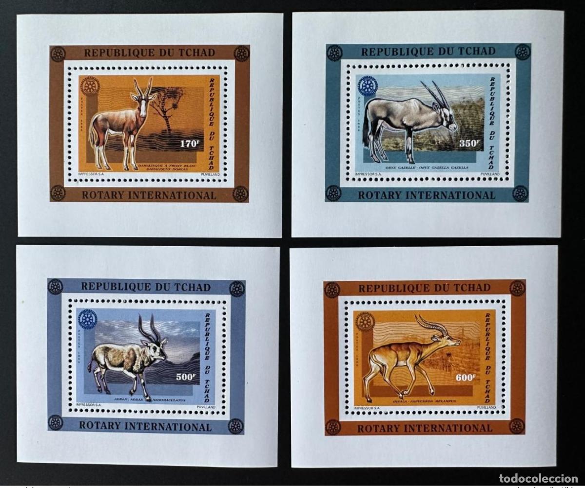 Sellos: Chad 1996 Mi. Bl. A 271 A-D Vida Silvestre de Rotary International
