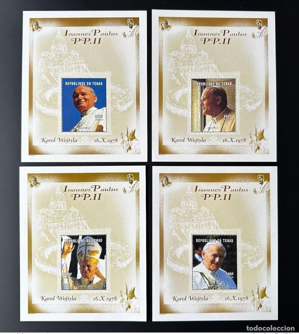 Sellos: Chad 2001 Mi. Bl. Q 318 A-T A Papa Juan Pablo II Papst Johannes Paul