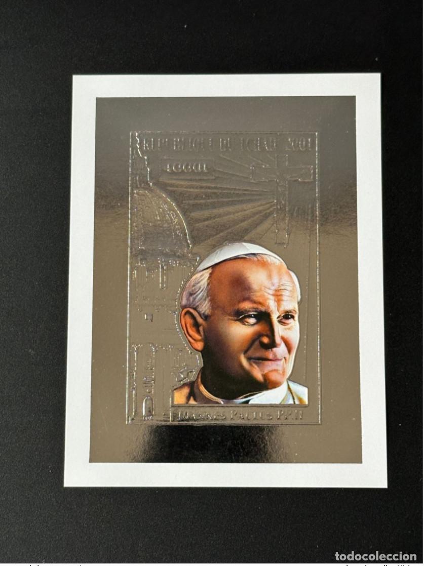 Sellos: Chad 2001 Mi. Bl. 319 a.C. Emperador peque&ntilde;o Papa de plata Juan Pablo II Papista