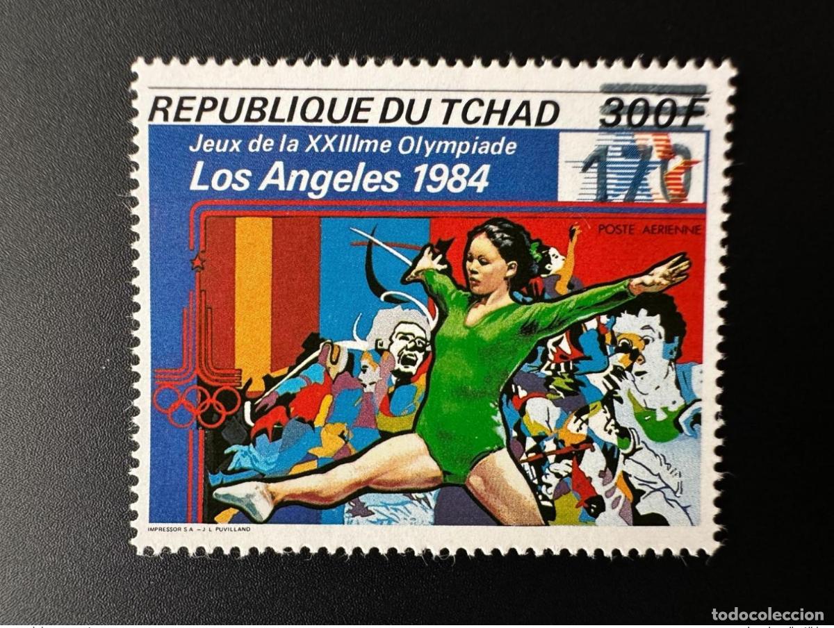 Sellos: Chad 1987/1988 Mi. 1149 sobrecarg&oacute; los Juegos Ol&iacute;mpicos de Gimnasia &Aacute;ngeles
