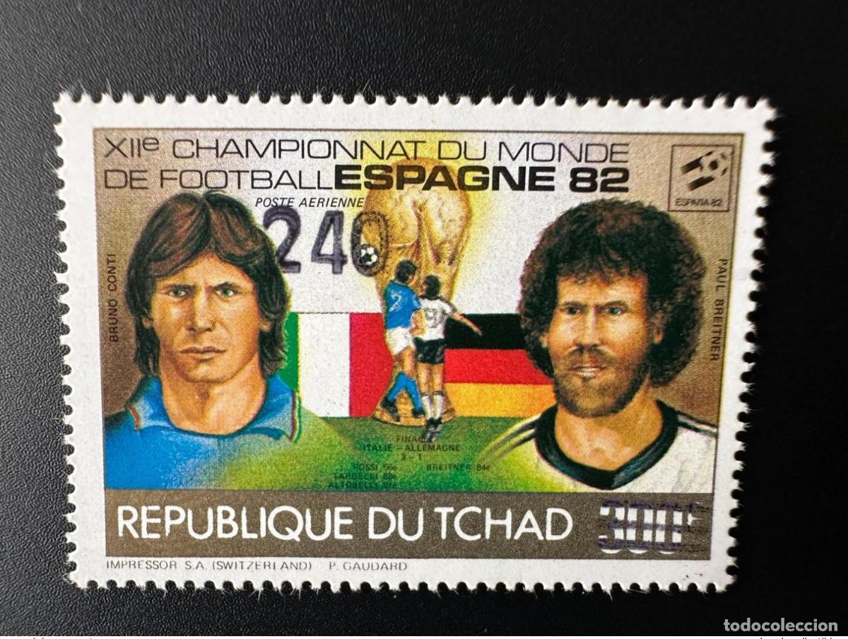 Sellos: Chad 1987/1988 Mi. 1151 sobrecargado Copa Mundial de F&uacute;tbol Espa&ntilde;a la FIFA WM