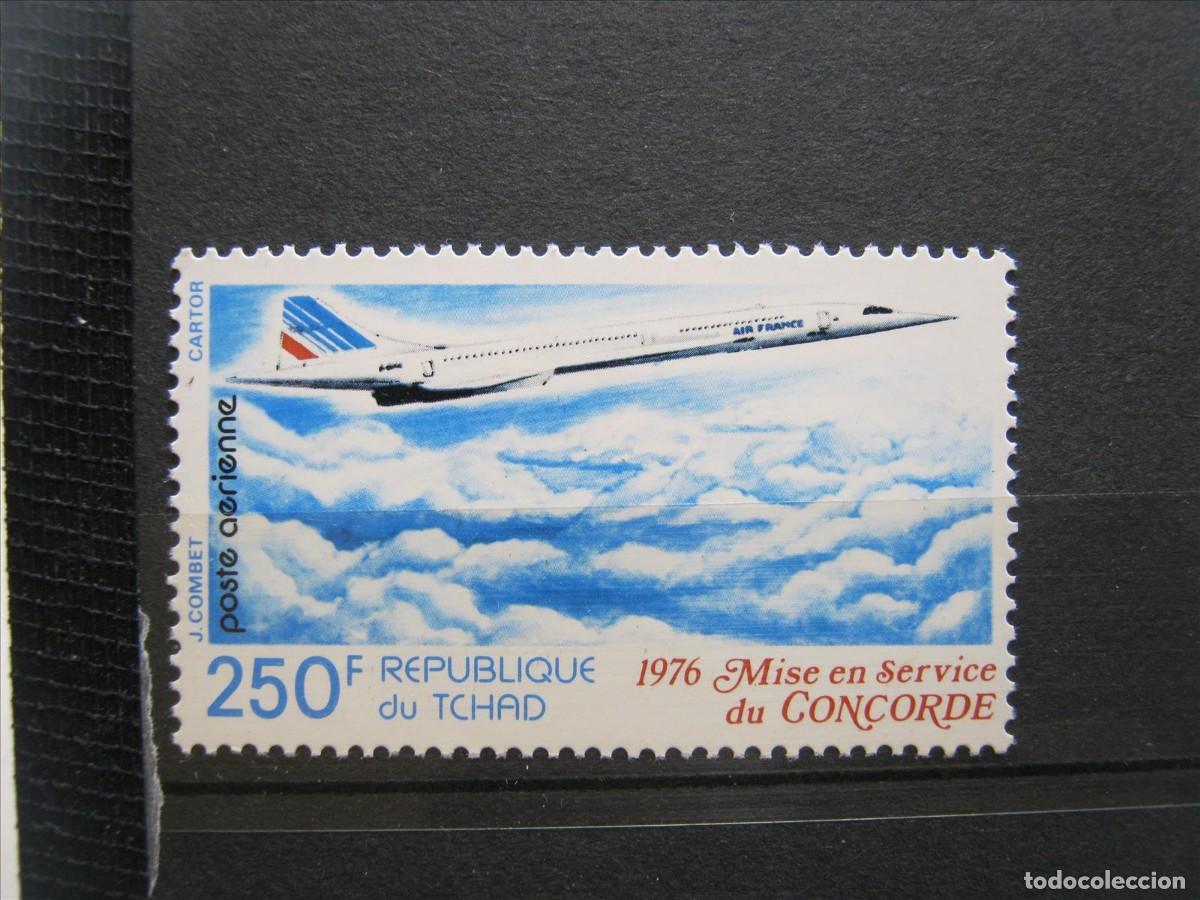 Sellos: CHAD AVION CONCORDE CORREO A&Eacute;REO MNH** SIN CHARNELA LUJO.