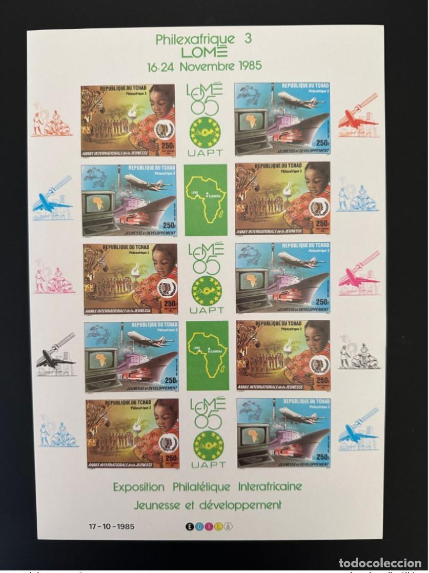 Sellos: Chad 1985 Mi. 1130 - 1131 ND Philexafrica Lom&eacute; Avion Tren Vida Silvestre
