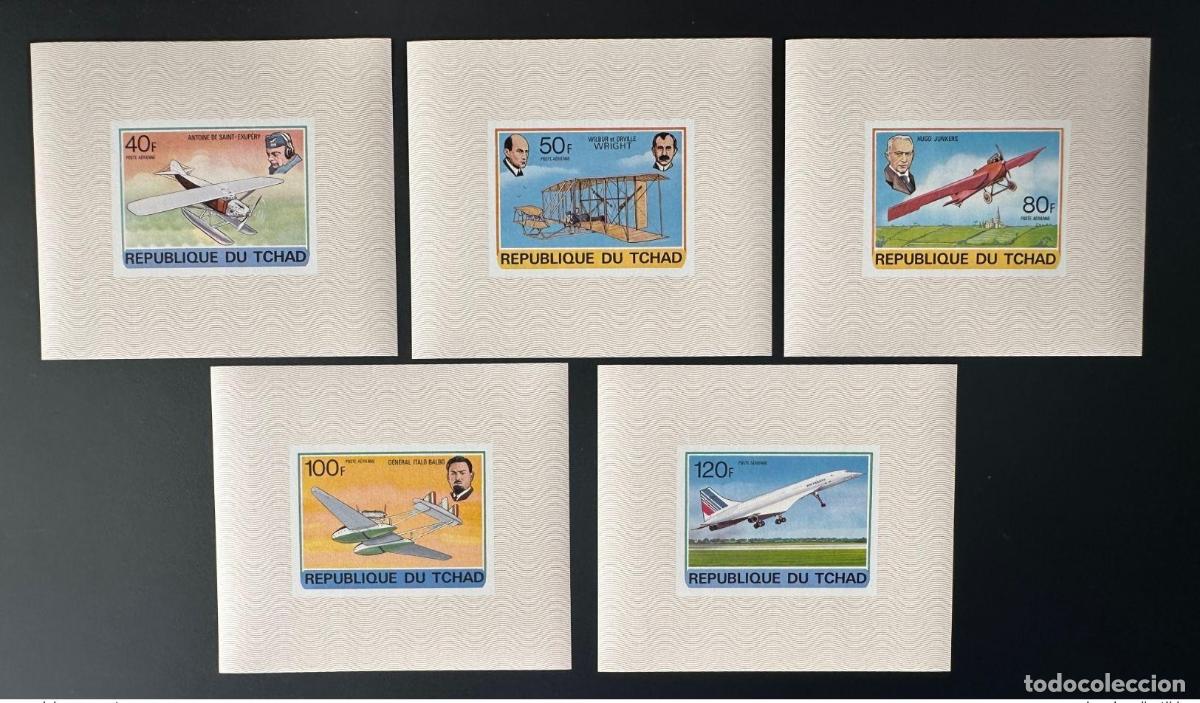 Sellos: Chad 1978 Mi. 823 - 828 bloquea el lujoso avi&oacute;n ND Aviation Wright Concorde Exupery