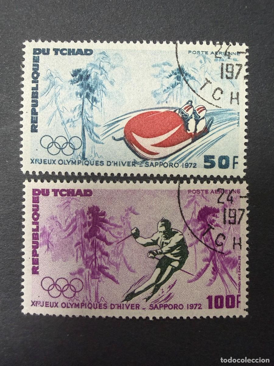 Sellos: CHAD, 1972. YVERT A&Eacute;REO 110/111. JUEGOS OL&Iacute;MPICOS SAPPORO. USADOS.