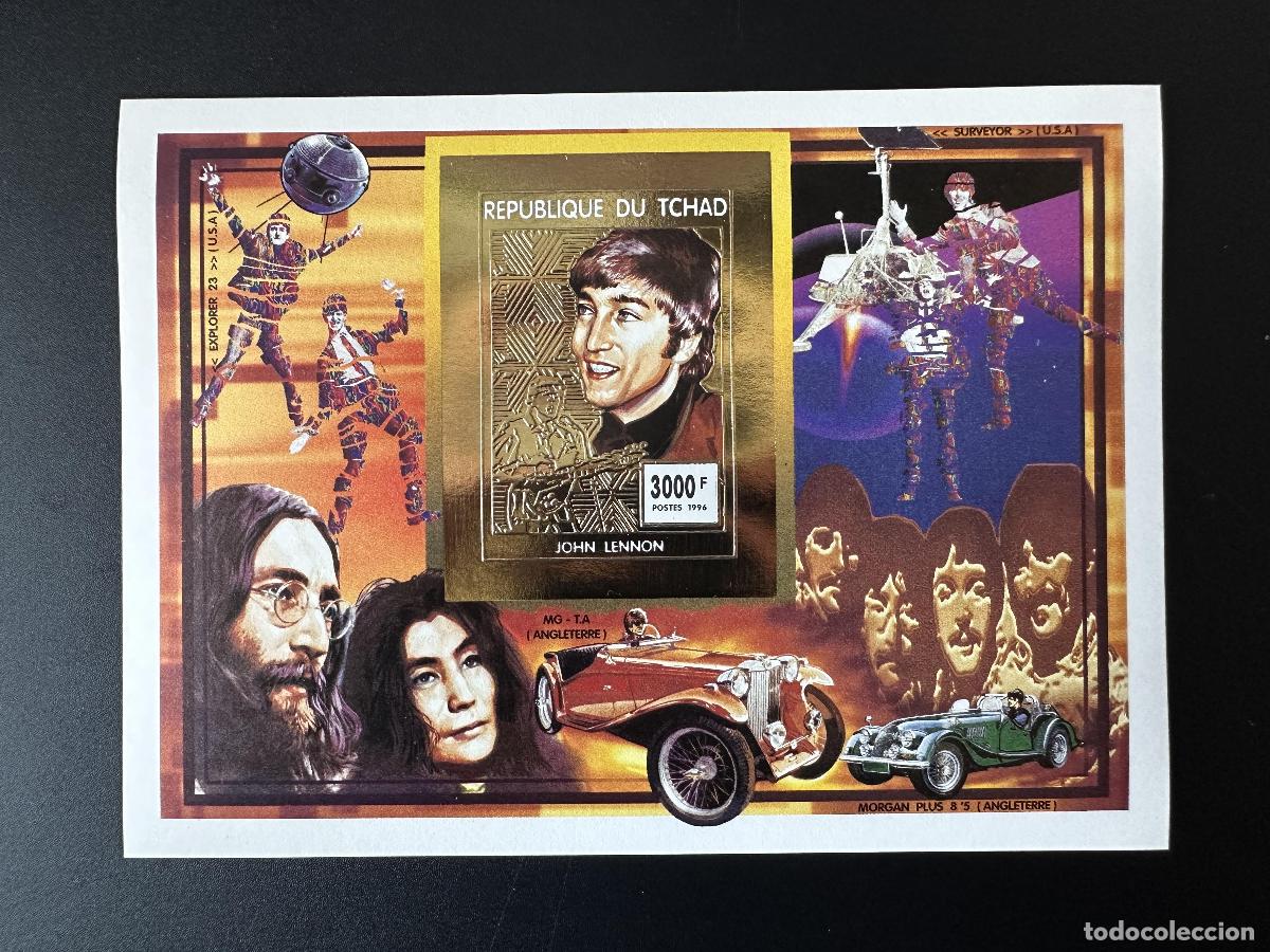 Sellos: Chad 1996 Mi. Bl. 249 B ND John Lennon o The Beatles Car Auto Music Space