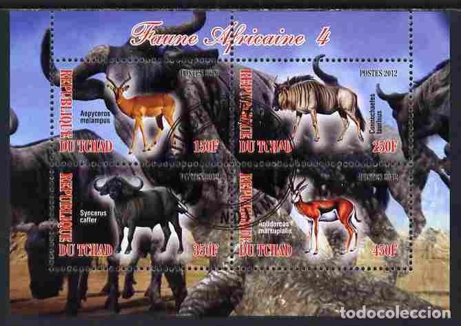 Sellos: TCHAD CHAD 2012 SHEET USED MNH FAUNA MAMIFEROS &Ntilde;US GACELAS ANTILOPES BUFALOS BUFFALOES WILDLIFE