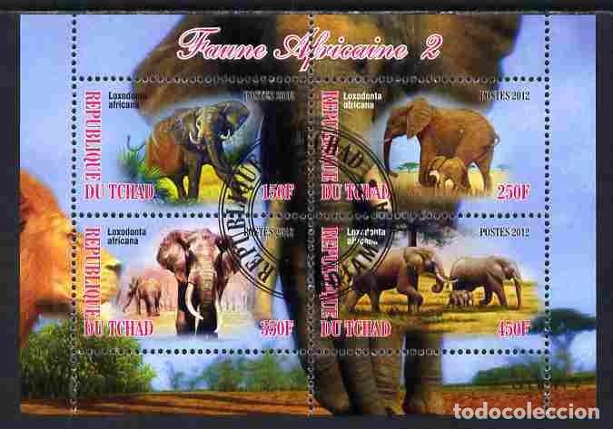 Sellos: TCHAD CHAD 2012 SHEET USED MNH FAUNA MAMIFEROS ELEPHANTS ELEFANTES ELEFANTI ELEFANTEN WILDLIFE